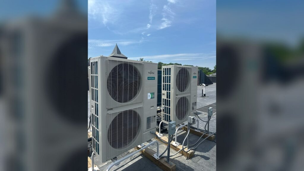 Fujitsu Airstage rooftop HVAC systems serving a Newton plastic surgery center.