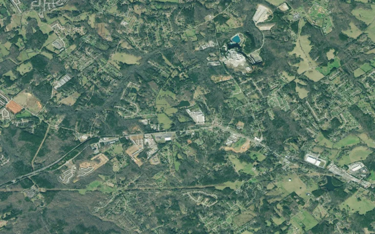 Aerial view centered on Auburn, Georgia