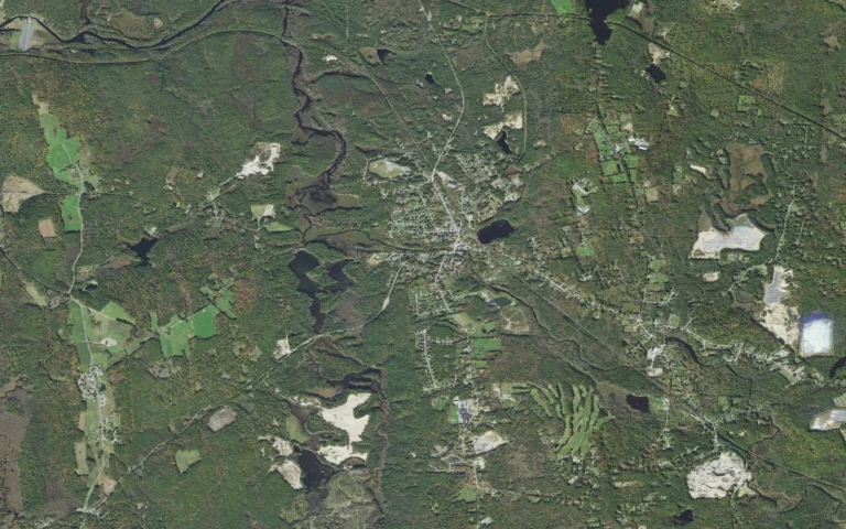 Aerial view centered on Baldwinville, Massachusetts