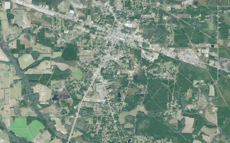 Aerial view centered on Baxley, Georgia