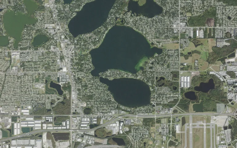 Aerial view centered on Belle Isle, Florida