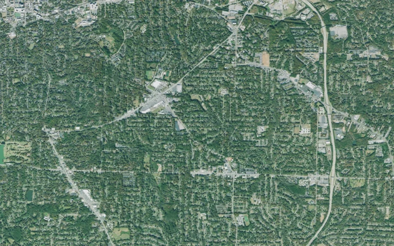 Aerial view centered on Belvedere Park, Georgia