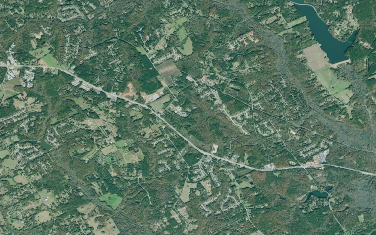 Aerial view centered on Between, Georgia