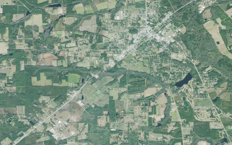 Aerial view centered on Blackshear, Georgia