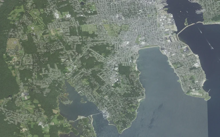 Aerial view centered on Bliss Corner, Massachusetts