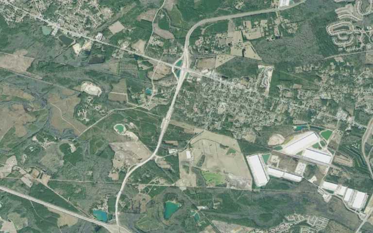 Aerial view centered on Bloomingdale, Georgia