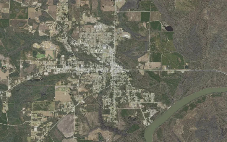 Aerial view centered on Blountstown, Florida