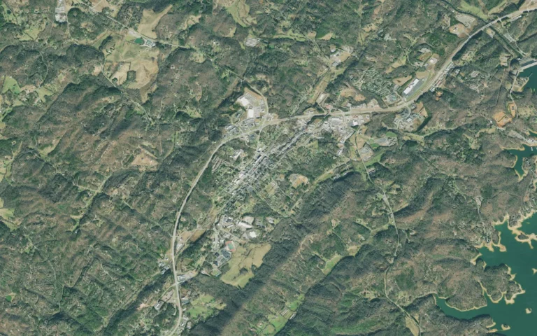 Aerial view centered on Blue Ridge, Georgia