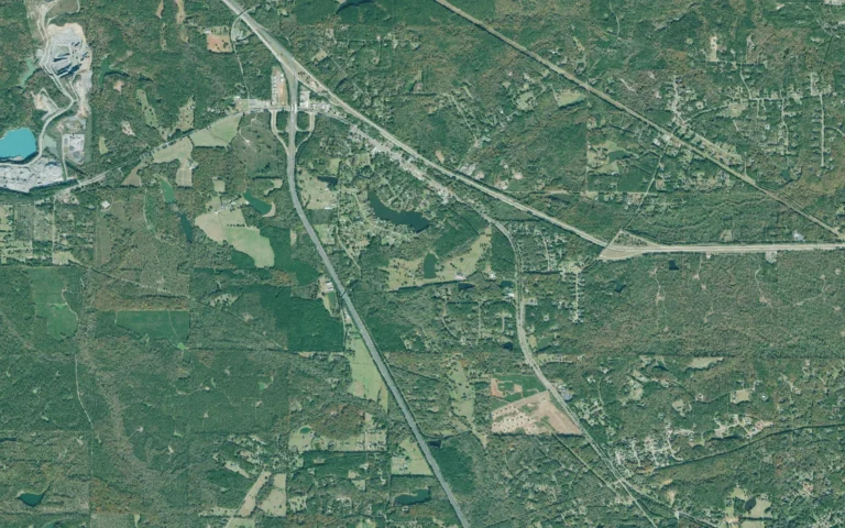 Aerial view centered on Bolingbroke, Georgia