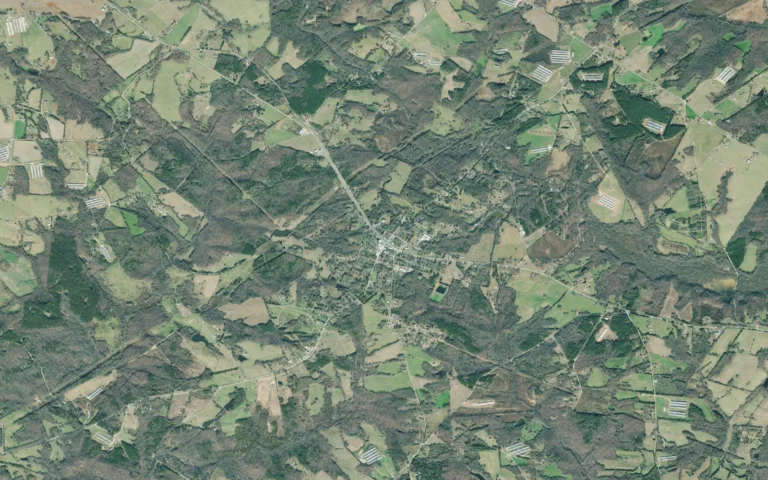 Aerial view centered on Bowman, Georgia
