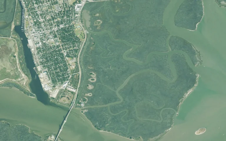 Aerial view centered on Brunswick, Georgia