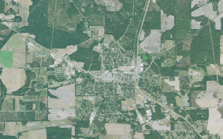 Aerial view centered on Camilla, Georgia