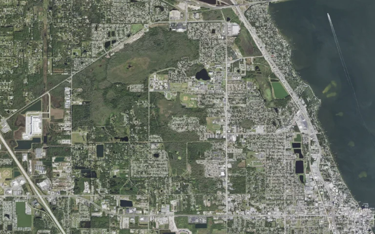 Aerial view centered on Cocoa, Florida