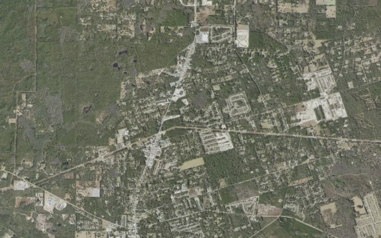 Aerial view centered on Crawfordville, Florida