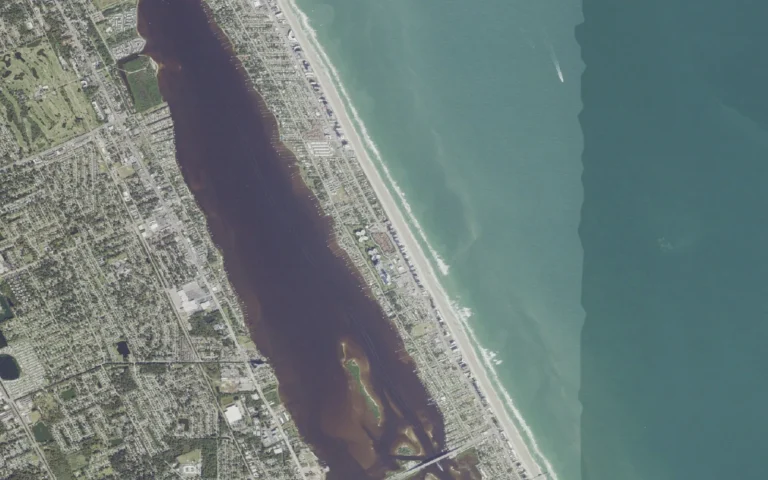 Aerial view centered on Daytona Beach Shores, Florida