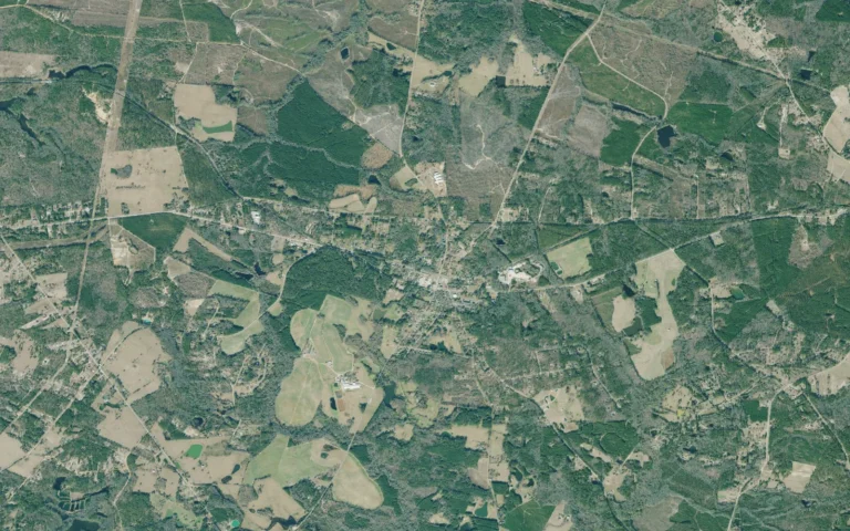 Aerial view centered on Dearing, Georgia