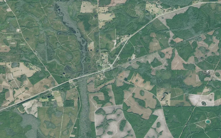 Aerial view centered on Du Pont, Georgia