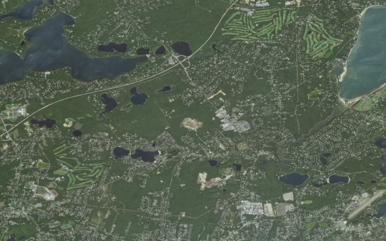 Aerial view centered on East Harwich, Massachusetts