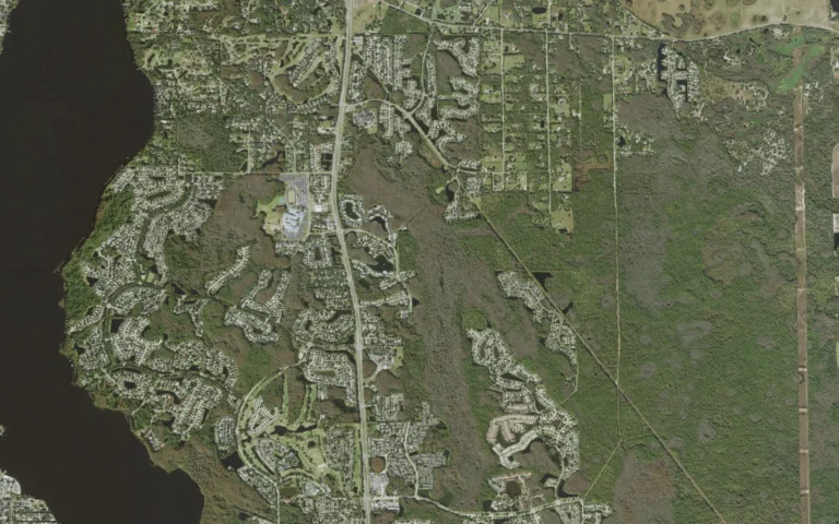 Aerial view centered on East Lake, Florida
