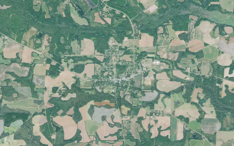Aerial view centered on Edison, Georgia