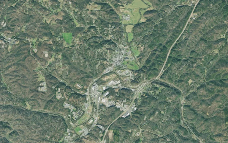 Aerial view centered on Ellijay, Georgia