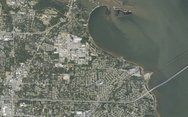 Aerial view centered on Ferry Pass, Florida