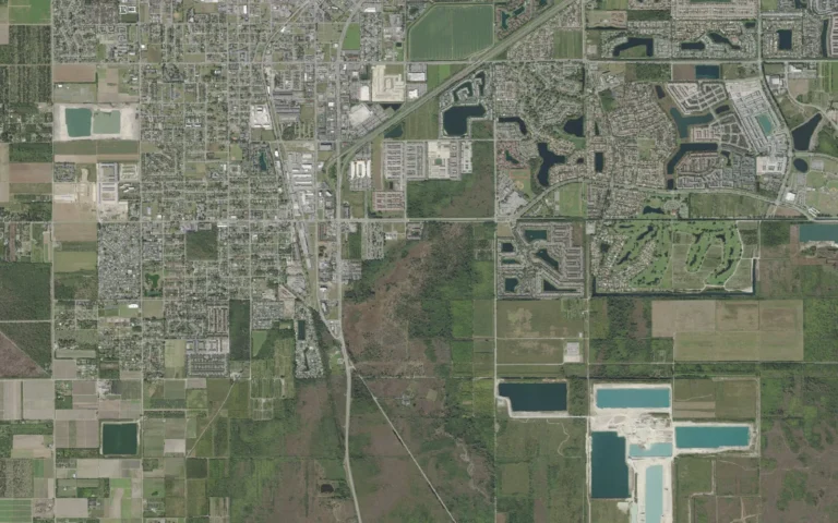 Aerial view centered on Florida City, Florida