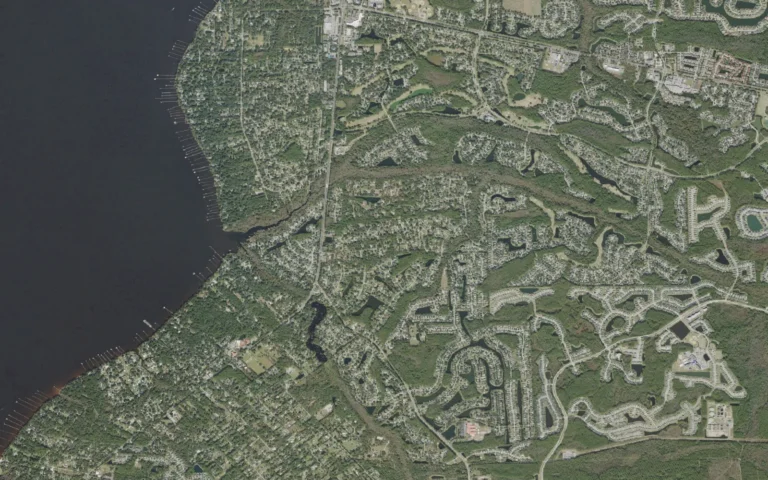 Aerial view centered on Fruit Cove, Florida