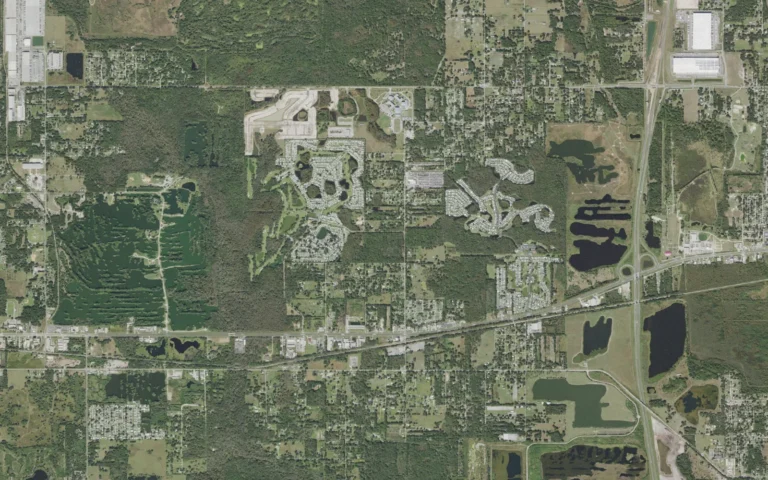 Aerial view centered on Fussels Corner, Florida