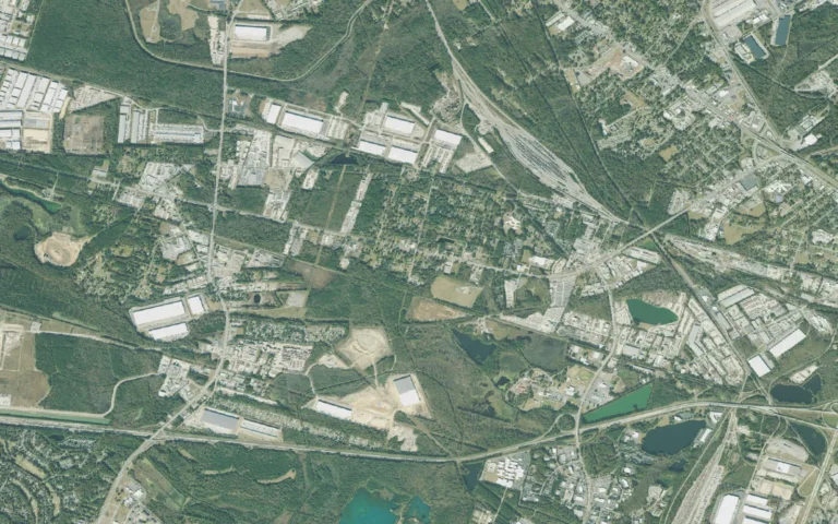 Aerial view centered on Garden City, Georgia