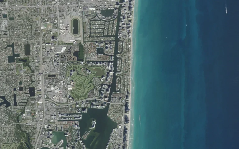 Aerial view centered on Golden Beach, Florida