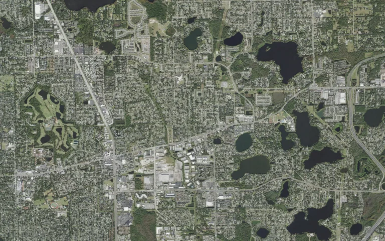 Aerial view centered on Goldenrod, Florida