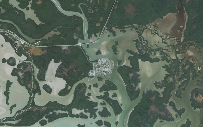 Aerial view centered on Goodland, Florida