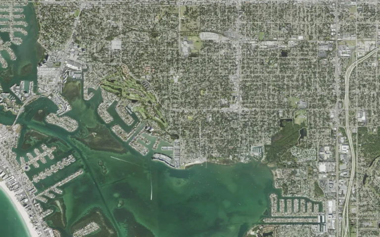 Aerial view centered on Gulfport, Florida