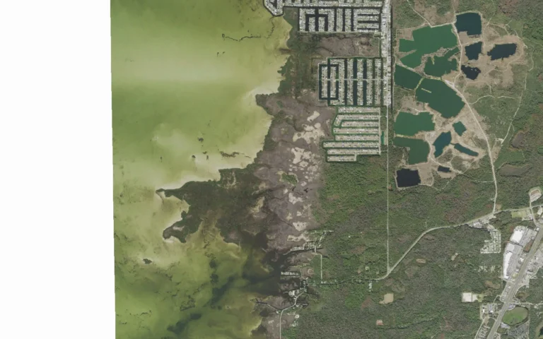 Aerial view centered on Hernando Beach, Florida
