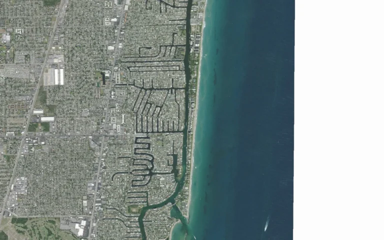 Aerial view centered on Hillsboro Beach, Florida