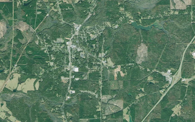 Aerial view centered on Hogansville, Georgia