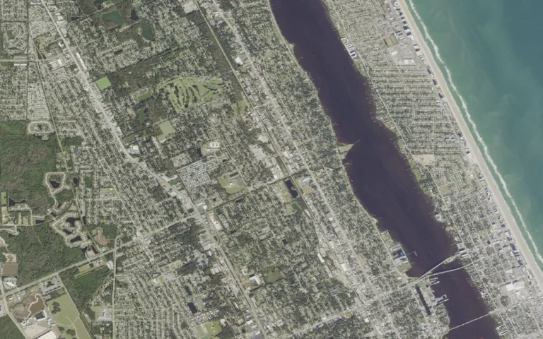 Aerial view centered on Holly Hill, Florida