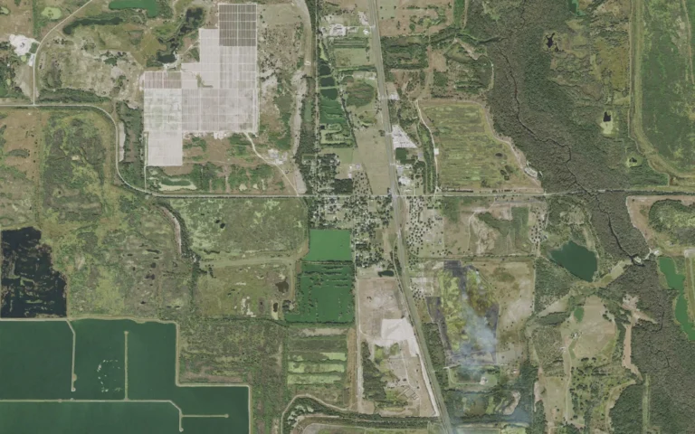 Aerial view centered on Homeland, Florida