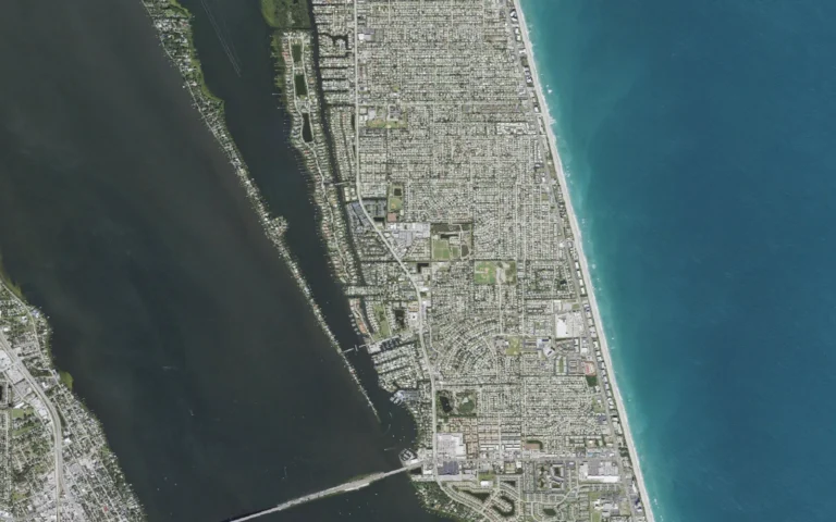 Aerial view centered on Indian Harbour Beach, Florida