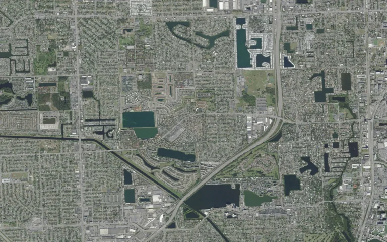 Aerial view centered on Ives Estates, Florida