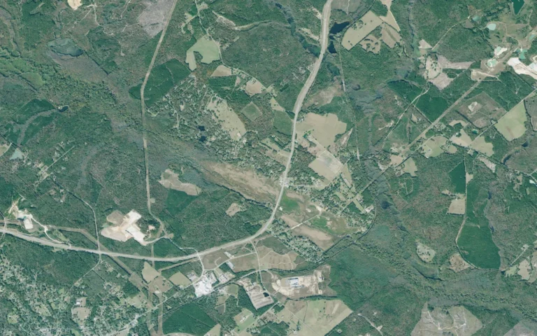 Aerial view centered on Ivey, Georgia