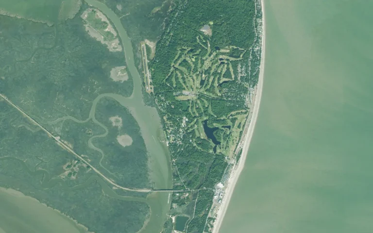 Aerial view centered on Jekyll Island, Georgia