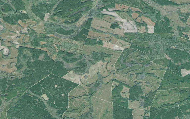 Aerial view centered on Kingsland, Georgia