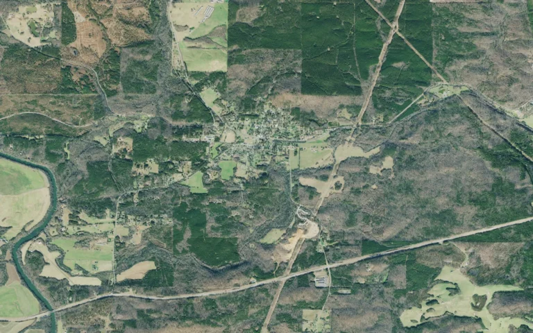 Aerial view centered on Kingston, Georgia