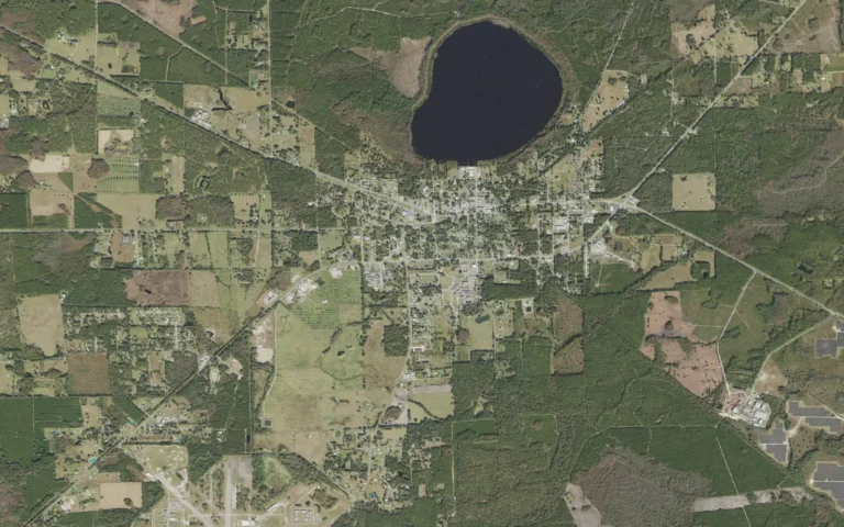 Aerial view centered on Lake Butler, Florida