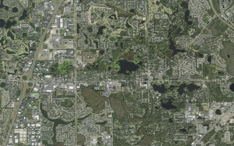 Aerial view centered on Lake Mary, Florida
