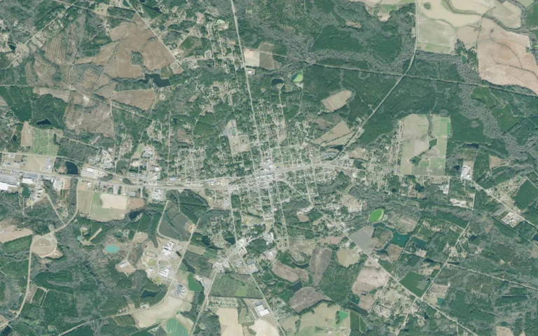 Aerial view centered on Lyons, Georgia