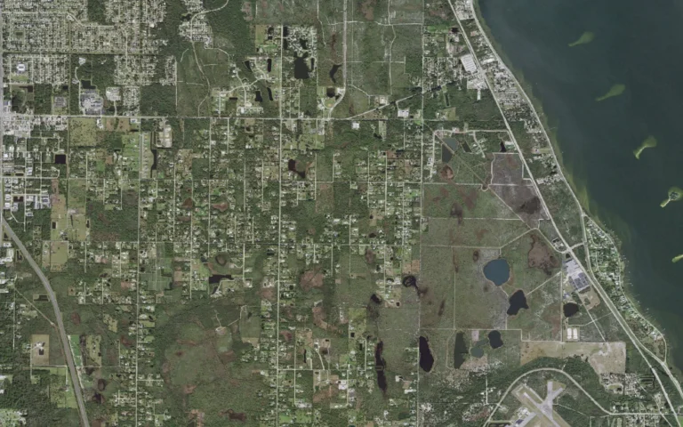 Aerial view centered on Malabar, Florida