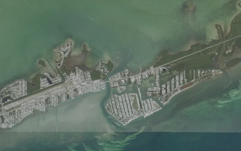Aerial view centered on Marathon, Florida
